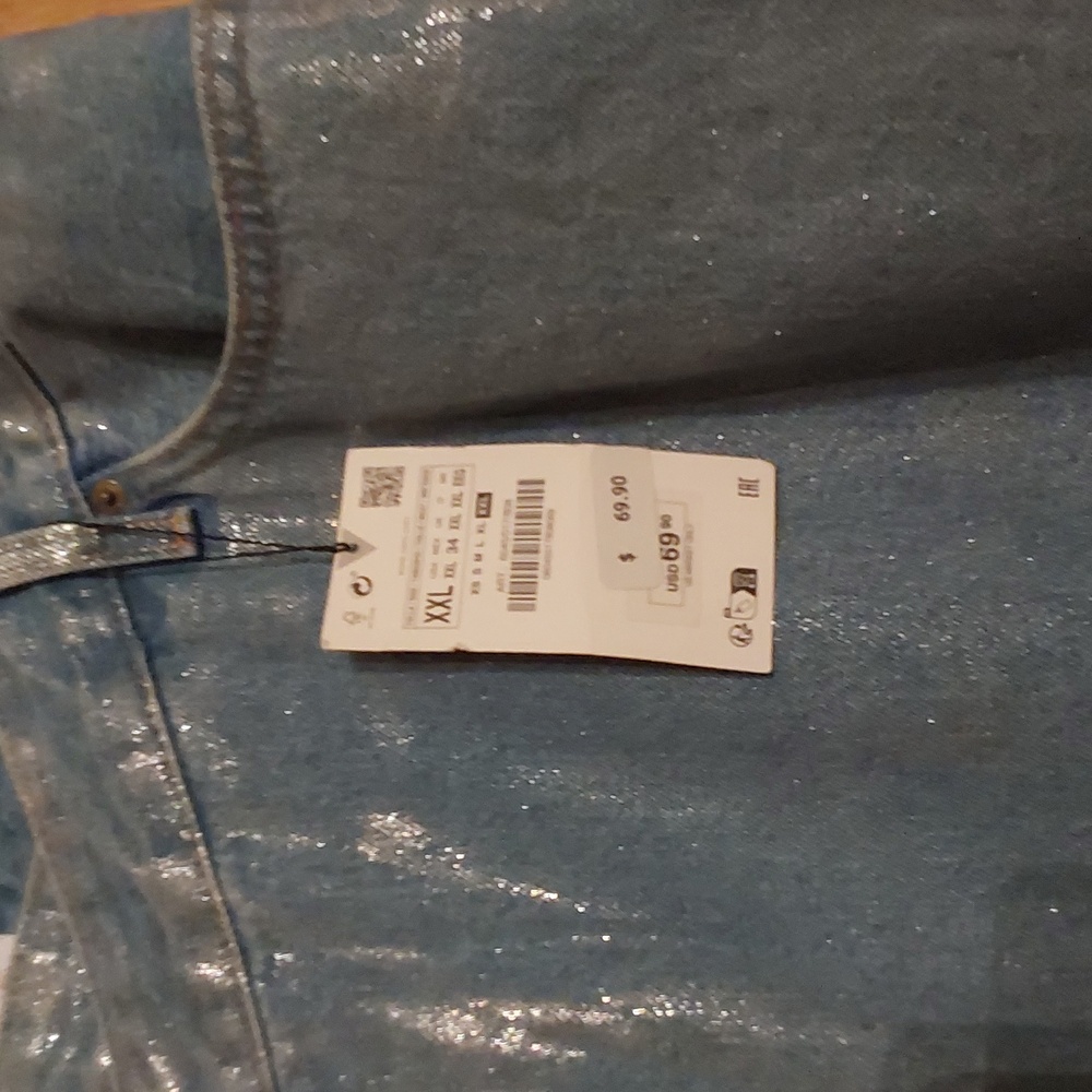 BNWT ZARA SHIMMER DENIM LONG SKIRT SIZE XXL..SIZE XXL - Picture 3 of 9